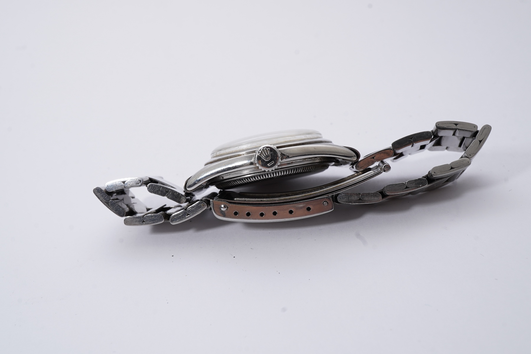 A gentleman's 1950's stainless steel Rolex Oyster Precision manual wind wrist watch
